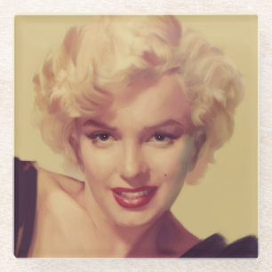 Marilyn in Black Glazen Onderzetter