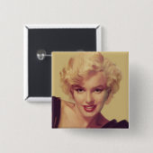 Marilyn in Black Vierkante Button 5,1 Cm (Voorkant /achterkant)