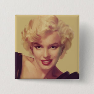 Marilyn in Black Vierkante Button 5,1 Cm