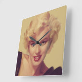 Marilyn in Black Vierkante Klok (Hoek)