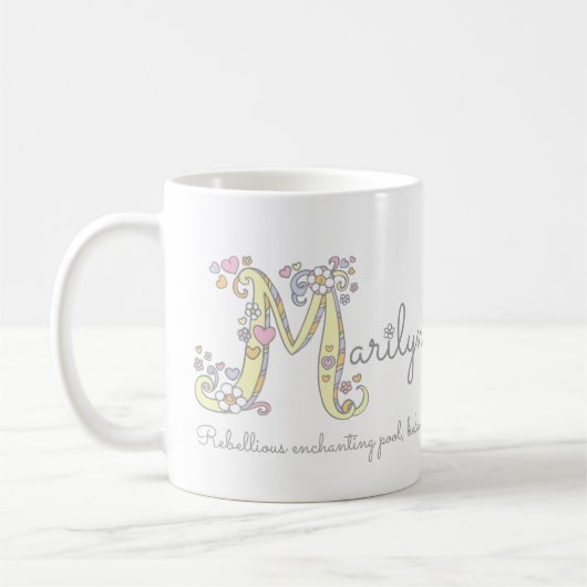 Marilyn letter M decoratieve naam met betekenis vo Koffiemok (Links)