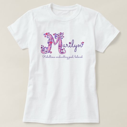 Marilyn meisjes M naam betekent monogram t-shirt (Design voorkant)