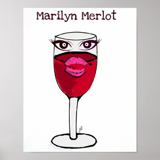 Marilyn Merlot Red Wine Glass Print (Voorkant)