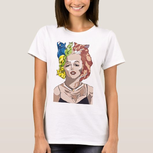 Marilyn Monroe Cat Colorful T-shirt (Voorkant)