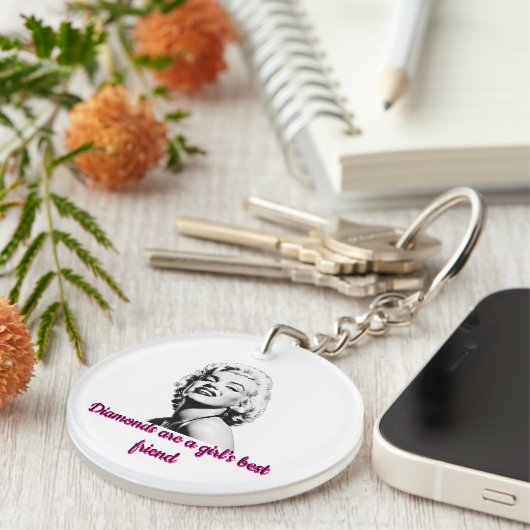  Marilyn Monroe "Diamonds" Quote Sleutelhanger (Voorkant Rechts)