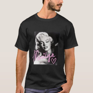 Marilyn Monroe zwart-wit roze handschrift T-shirt