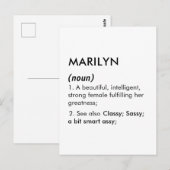 Marilyn naam, Bewerkbare naam, Aangepaste naam Briefkaart (Voorkant / Achterkant)