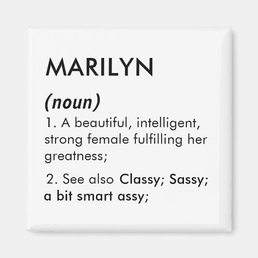 Marilyn naam, Bewerkbare naam, Aangepaste naam Magneet (Voorkant)