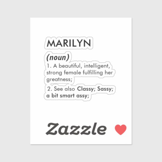 Marilyn naam, Bewerkbare naam, Aangepaste naam Sticker (Vel)