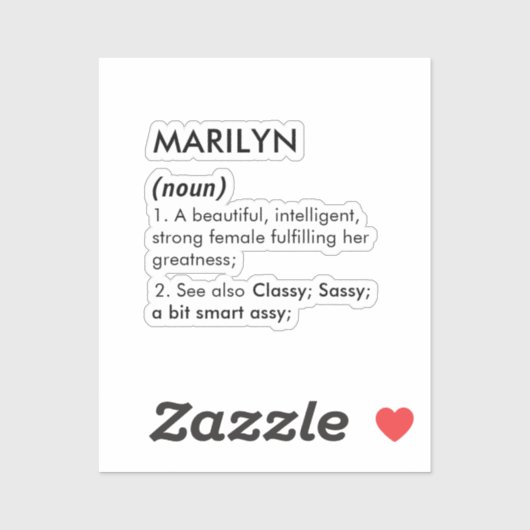 Marilyn name, Editable name, Custom name Sticker (Vel)