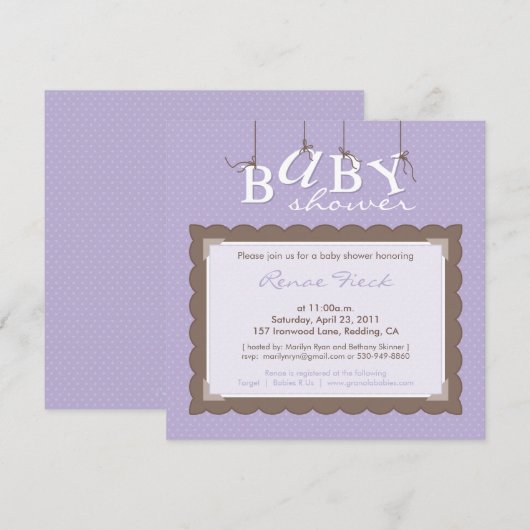 marilyn ryan: BABY SHOWER NODIGT UIT Kaart (Voorkant / Achterkant)