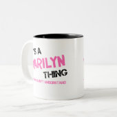 Marilyn wat je niet zou begrijpen tweekleurige koffiemok (Voorkant links)