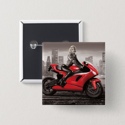 Marilyn's motor vierkante button 5,1 cm (Voorkant /achterkant)