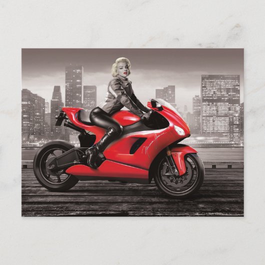 Marilyn's motorfiets briefkaart (Voorkant)
