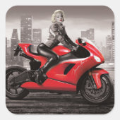 Marilyn's motorfiets vierkante sticker (Voorkant)