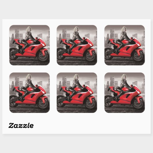 Marilyn's motorfiets vierkante sticker (Vel)