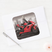 Marilyn's motorfiets vierkante sticker (Envelop)