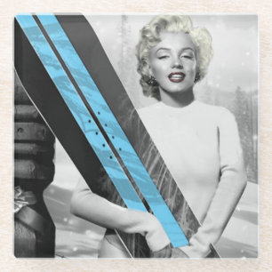 Marilyn's snowboard glazen onderzetter