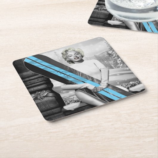 Marilyn's snowboard kartonnen onderzetters (Schuin)