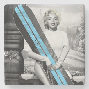 Marilyn's snowboard stenen onderzetter