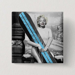 Marilyn's snowboard vierkante button 5,1 cm