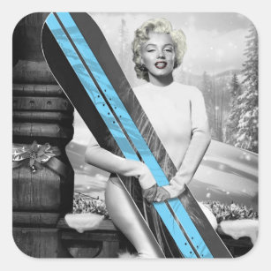 Marilyn's snowboard vierkante sticker