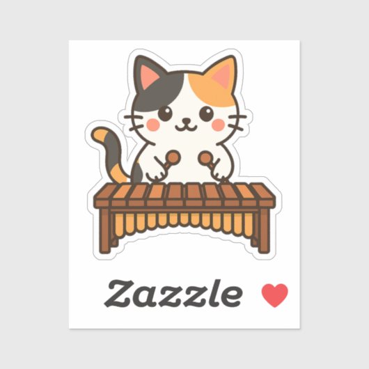 Marimba Calico Cat Art Sticker (Vel)