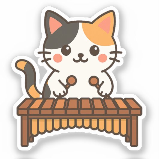 Marimba Calico Cat Art Sticker (Voorkant)