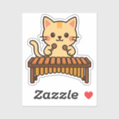 Marimba Mallet Cat Art Sticker (Vel)