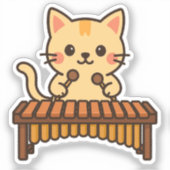 Marimba Mallet Cat Art Sticker (Voorkant)