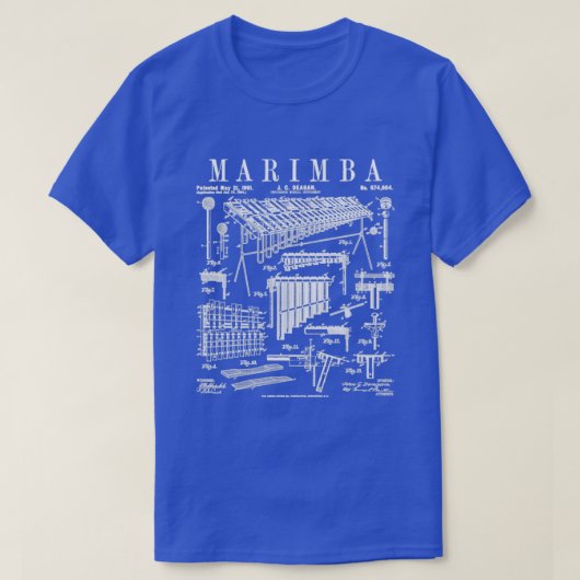 Marimba Player Percussion Musical Instrument Vinta T-shirt (Design voorkant)