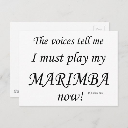 Marimba Voices zegt dat hij moet spelen Briefkaart (Voorkant / Achterkant)