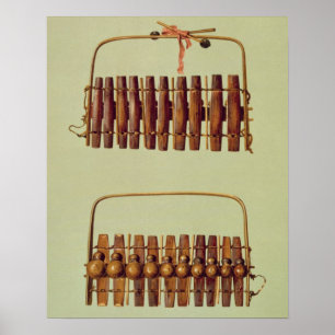 Marimba, voor- en achteruitzichten, Zuid-Afrika, v Poster