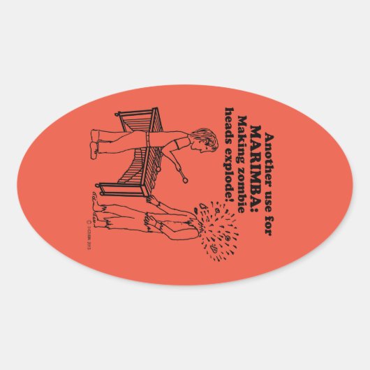 Marimba Zombie Explode Oval Sticker (Voorkant)