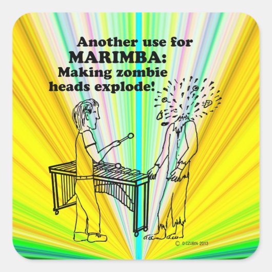 Marimba Zombie Explode Square Sticker (Voorkant)