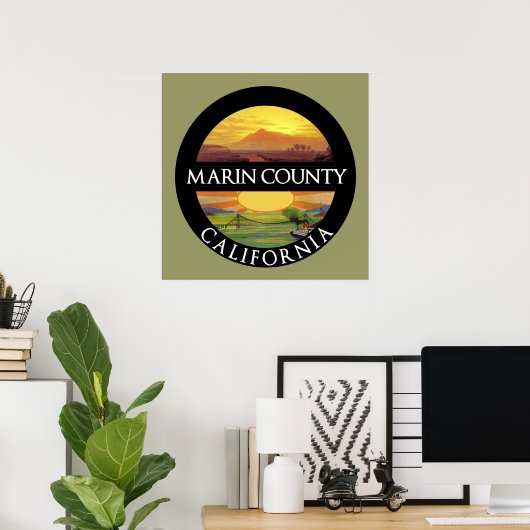 Marin County California Poster (Thuiskantoor)