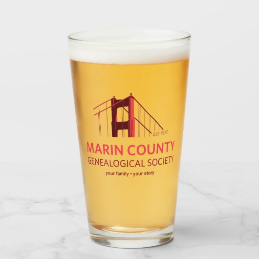 Marin County Genealogical Society Logo Glas (Voorkant gevuld)