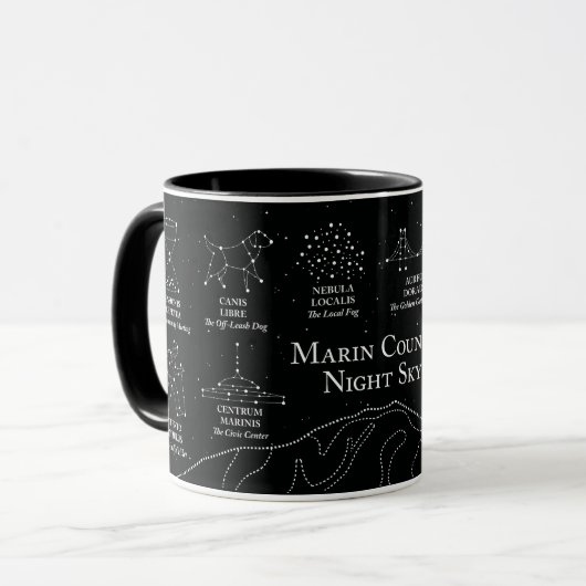 Marin County Night Sky 11 oz mug black Mok (Voorkant links)