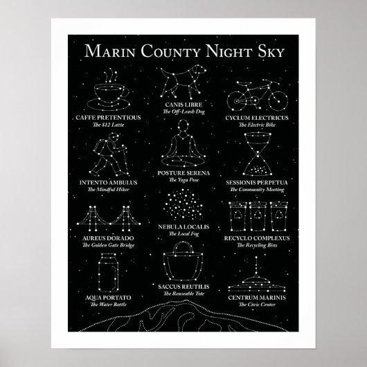 Marin County Night Sky Black Poster 16x20 (Voorkant)