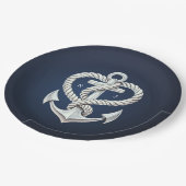 Marin Hart Touw Anker Kust Marine Huwelijk Papieren Bordje (Gekanteld)