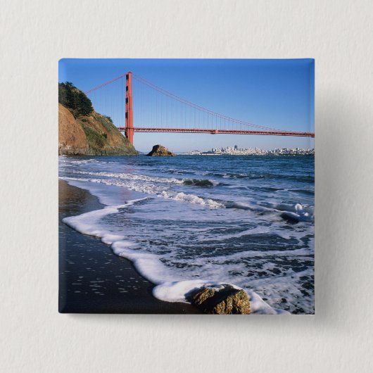 Marin Headlands, Golden Gate Bridge; San Vierkante Button 5,1 Cm (Voorkant)