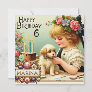 MARINA 6 JAAR ~ Verjaardag Kaart ~ Puppy ~