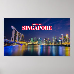 Marina Bay bij nacht 2 - Singapore Poster
