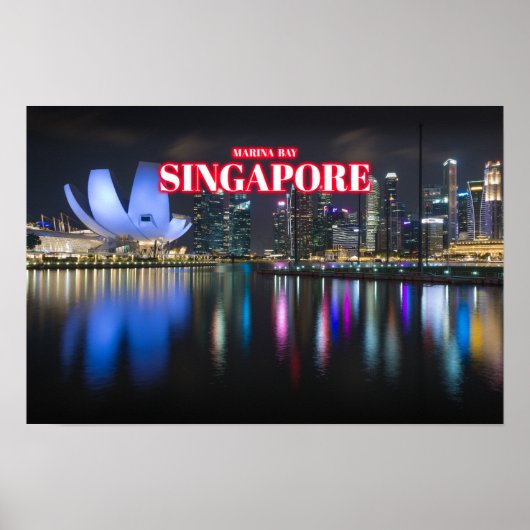 Marina Bay bij nacht 3 - Singapore Poster (Voorkant)