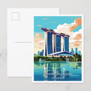 Marina Bay Sands Art vintage reisillustratie Briefkaart