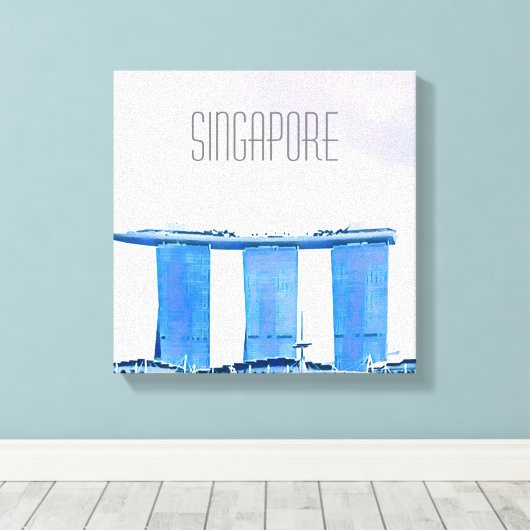 Marina Bay Sands Singapore reizen Canvas Afdruk (Insitu (Houten vloer))
