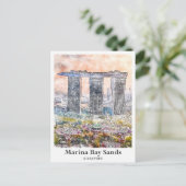 Marina Bay Sands Singapore Travel Waterverf Briefkaart (Staand voorkant)