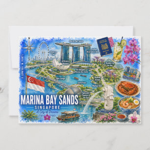 Marina Bay Sands Singapore Watercolor Kaart Ansich