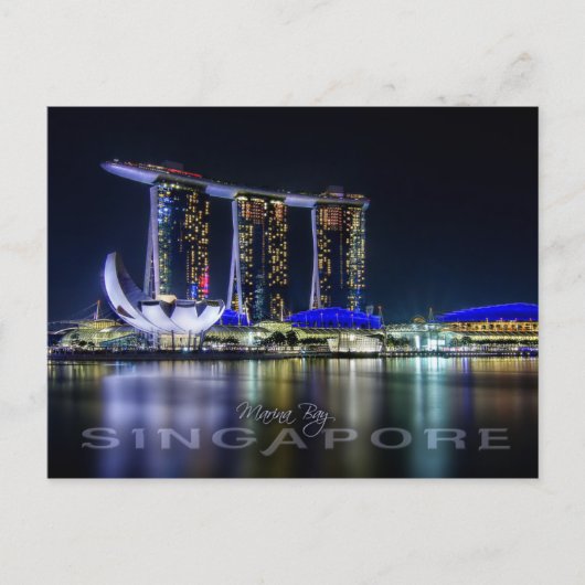 Marina Bay, Singapore 's nachts Briefkaart (Voorkant)