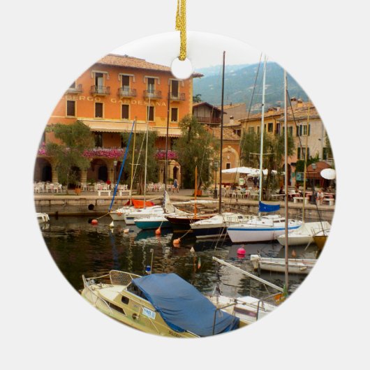 Marina bij Menaggio, Comomeer Keramisch Ornament (Achterkant)